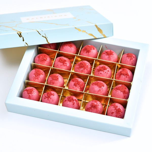 - Trufas de chocolate de chocolate blanco y frambuesa 20 ud. -