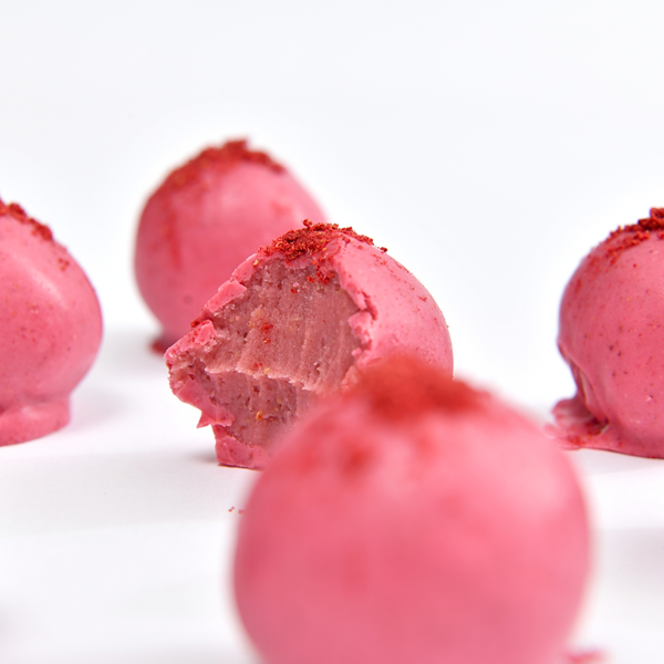 - Trufas de chocolate de chocolate blanco y frambuesa 20 ud. -