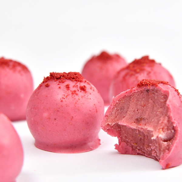 - Trufas de chocolate de chocolate blanco y frambuesa 20 ud. -