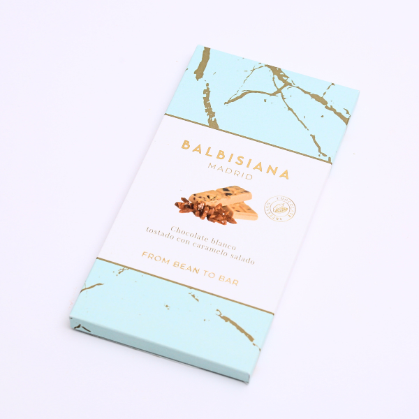 Tableta de chocolate blanco tostado con caramelo salado From Bean to Bar